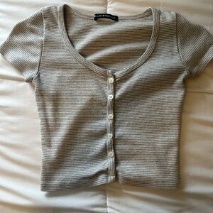 Brandy Melville Light Gray Striped Top